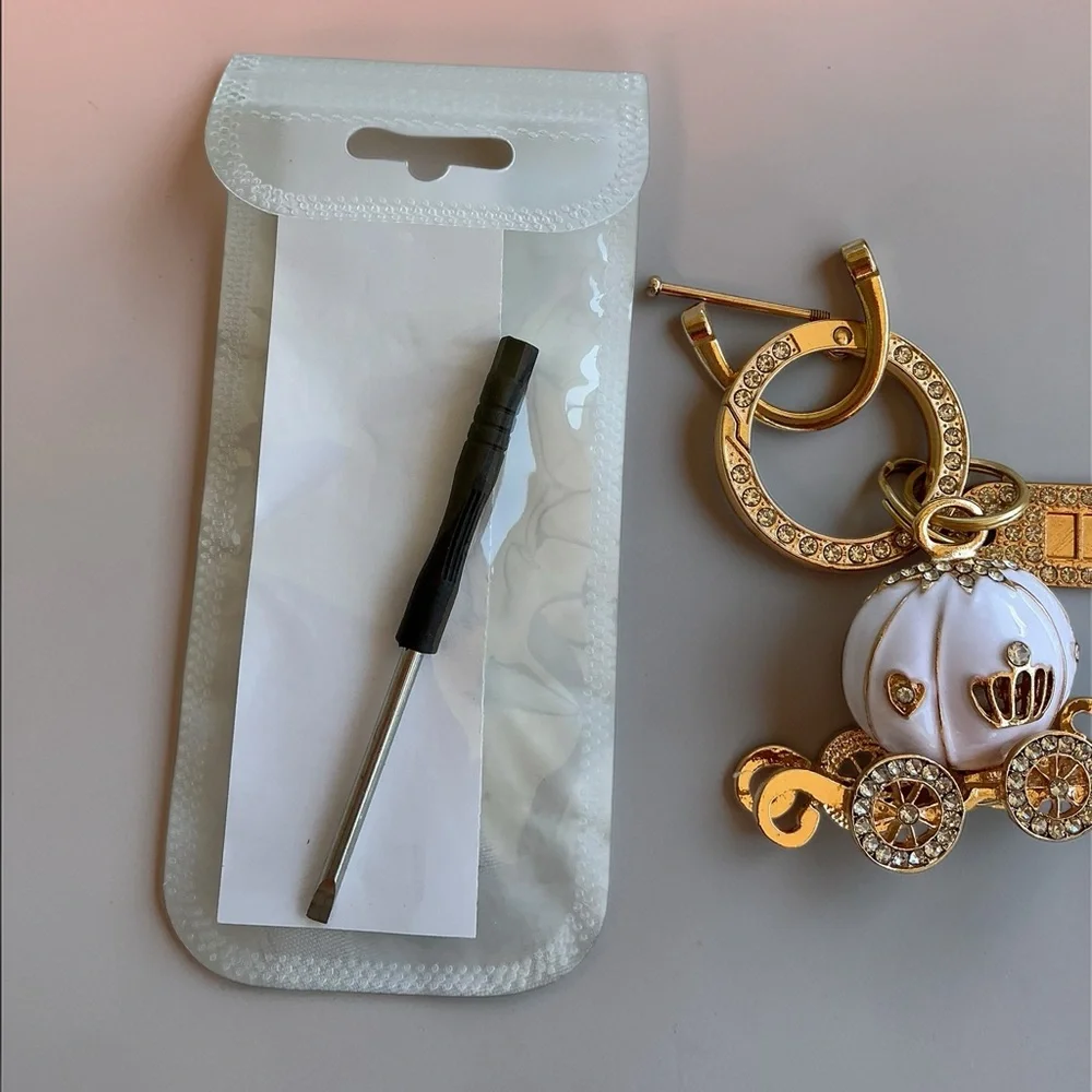 Bag Charm Rhinestone Carriage Custom Number Luxe Princesscore Gold Purse